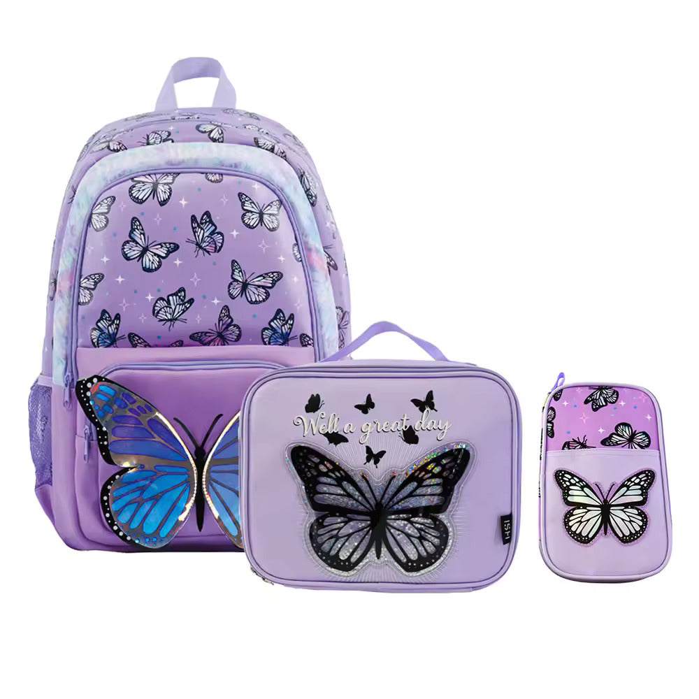 T17 Purple Butterfly Bag 3 pieces set