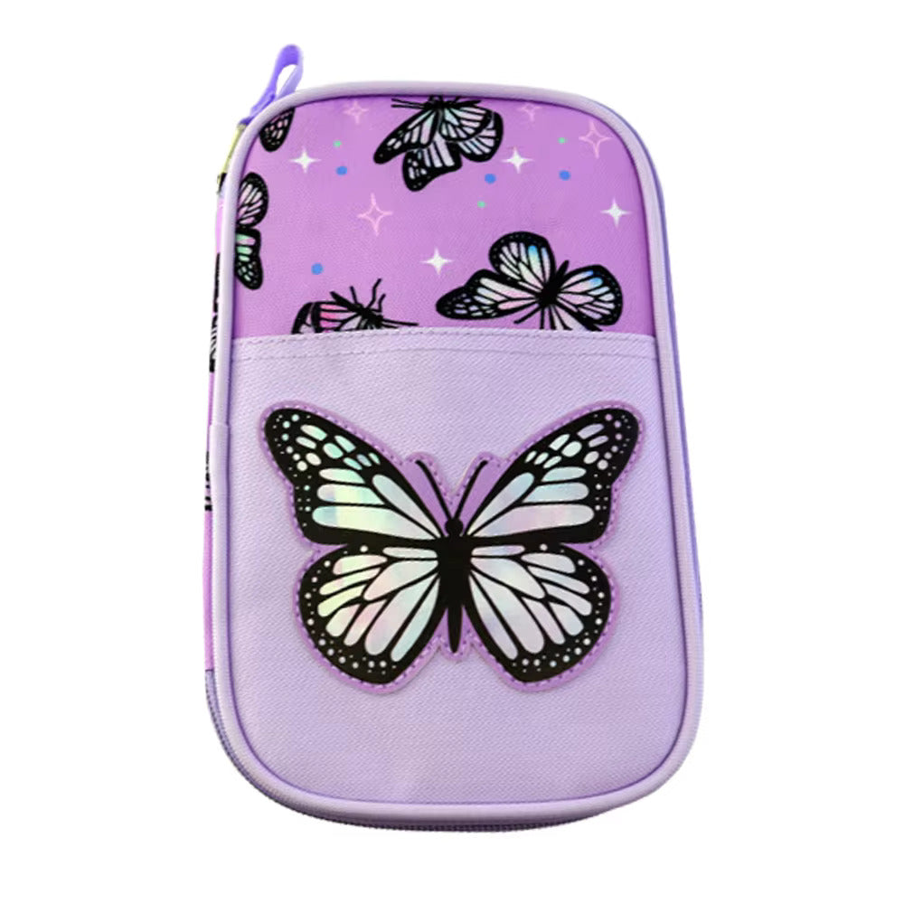 Butterfly Series Backpack Lunch Bag Pencil Case Set Fashion Fantasy Large Capacity Printing Cold Insulation Kids School Bag